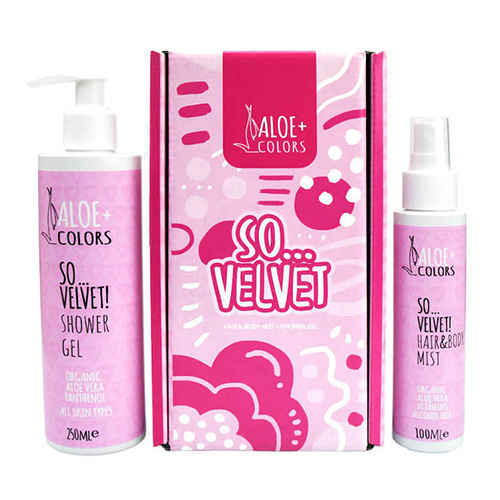 Aloe+ Colors So Velvet Gift Set Σετ Περιποίησης με Hair & Body Mist Ενυδατικό Σπρέι Μαλλιών & Σώματος, 100ml & Shower Gel Αφρόλουτρο, 250ml, 1σετ