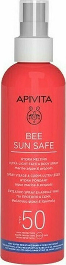 Apivita Bee Sun Safe Hydra Melting Ultra Light Face & Body Spray Ενυδατικό Αντιηλιακό Προσώπου Σώματος με Θαλάσσια Φύκη & Πρόπολη SPF50, 200ml