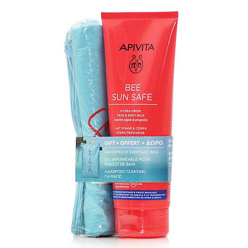 Apivita Bee Sun Safe Promo Pack με Hydra Fresh Face & Body Milk SPF50, 200ml & Δώρο Αδιάβροχο Τσαντάκι για Μαγιό, 1σετ