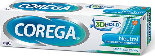 Corega 3D Hold Neutral Στερεωτική Κρέμα Οδοντοστοιχιών, με ουδέτερη γεύση, 40gr