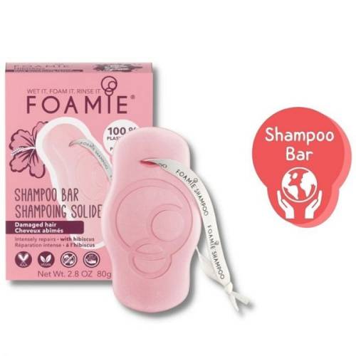 Foamie Shampoo Bar - Hibiskiss Στέρεο Σαμπουάν για Κατεστραμμένα Μαλλιά, 80gr