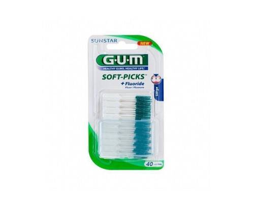 GUM Soft-Picks Fluoride Μεσοδόντιες Οδοντογλυφίδες Large σε χρώμα Πράσινο 40τμχ