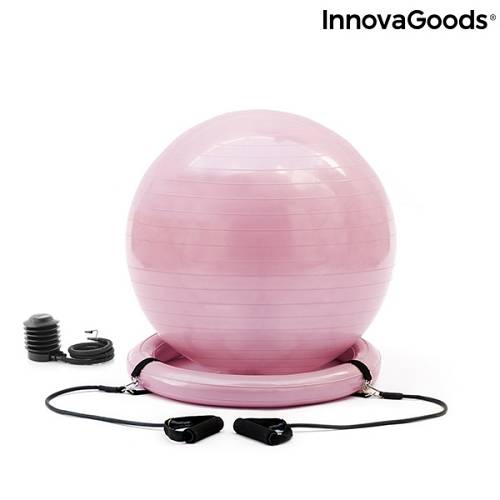 InnovaGoods V0103025 Yoga Ball with Stability Ring and Resistance Bands Ashtanball Sport Fitness -  Μπάλα για γιόγκα με ζώνες σταθερότητας και ζώνες αντοχής