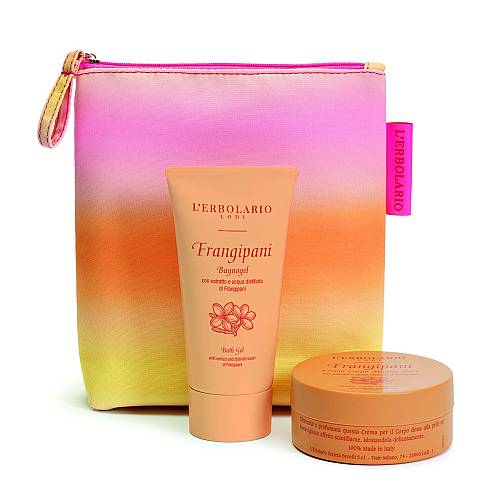 L' Erbolario Frangipani Limited Edition Beauty Pochette Magic Light Body Cream 75ml & Bath Gel 75ml
