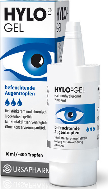 Ursapharm Hylo Gel Λιπαντικές Οφθαλμικές Σταγόνες με υαλουρονικό οξύ κατά της ξηροφθαλμίας, 10ml (300 σταγόνες)