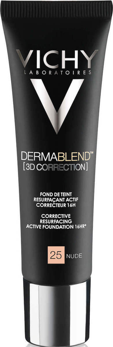 Vichy Dermablend Correction 3D No.25 Nude Make Up Ενεργής Διόρθωσης 16 Ωρών για Υψηλή Κάλυψη και Επανόρθωση, 30ml