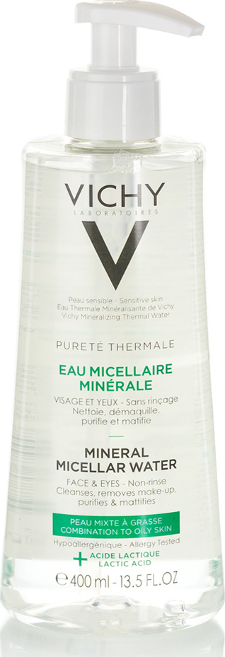Vichy Purete Thermale Mineral Micellar Water Νερό Micellaire με Μεταλλικά Στοιχεία για Πρόσωπο & Μάτια για Λιπαρές/Μικτές Επιδερμίδες, 400ml