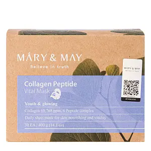 Mary&May - Collagen Peptide Vital Mask - Μάσκα Προσώπου για Αντιγήρανση 30τμχ