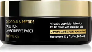 FarmStay 24K Gold And Peptide Solution Ampoule Eye Patch - Επιθέματα υδρογέλης ματιών με χρυσό 24 καρατίων και πεπτίδια - 60 pcs