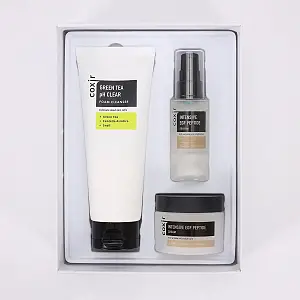 COXIR - Anti-aging facial care set Intensive EGF Peptide Gift Set 3 pcs : 1x 150ml Green Tea pH Clear Cleanser - 1x 50ml Intensive EGF Peptide Serum - 1x 50ml Intensive EGF Peptide Cream