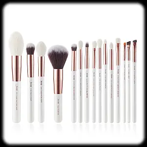 Jessup Set T222 Pearl White/Rose Gold Professional Makeup Brushes - 15Pcs