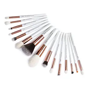 Jessup Set T222 Pearl White/Rose Gold Professional Makeup Brushes - 15Pcs