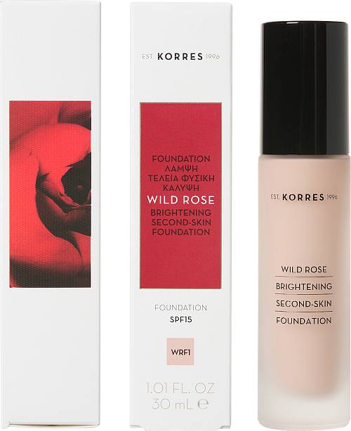 Korres Wild Rose Brightening Foundation SPF15 Άγριο Τριαντάφυλλο WRF1 για Λάμψη & Φυσική Κάλυψη, 30ml