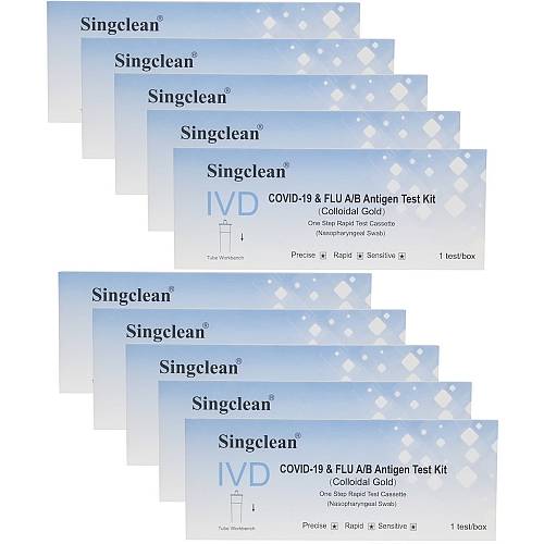 Singclean Ivd Covid-19 & Flu A/B Antigen Kit 20τμχ Διαγνωστικό Τεστ Ταχείας Ανίχνευσης Αντιγόνων Covid-19 & Γρίπης με Ρινικό Δείγμα - 20 τμχ