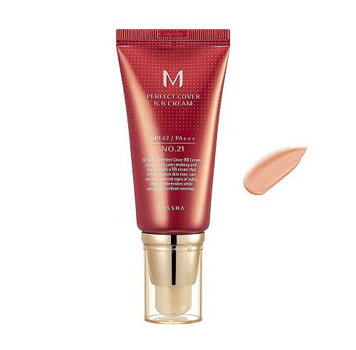 Missha M Perfect Cover PA+++ BB 21 Light Beige Ενυδατική Κρέμα Προσώπου Ημέρας με SPF42 με Υαλουρονικό Οξύ & Ceramides 50ml