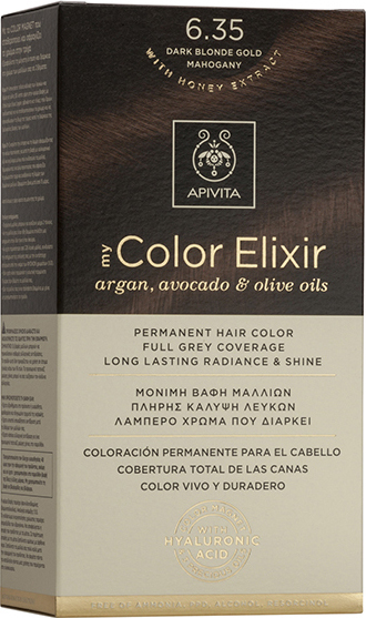 Apivita My Color Elixir Μόνιμη Βαφή Μαλλιών No 6.35 Ξανθό Σκούρο Μελί Μαονί