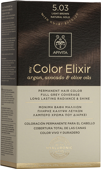 Apivita My Color Elixir Μόνιμη Βαφή Μαλλιών No 5.03 Καστανό Ανοιχτό Φυσικό Μελί