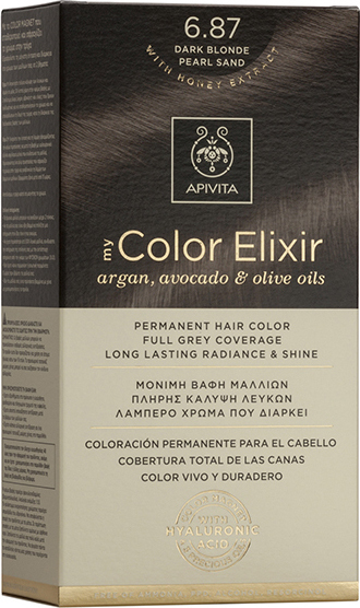 Apivita My Color Elixir Μόνιμη Βαφή Μαλλιών No 6.87 Ξανθό Σκούρο Περλέ Μπεζ
