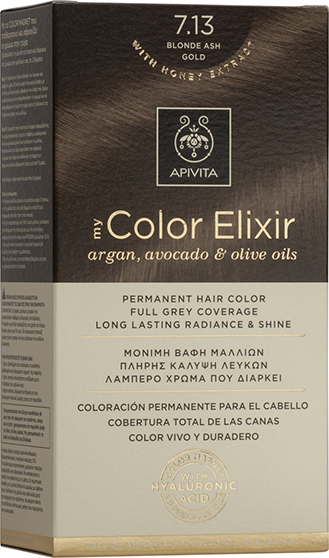 Apivita My Color Elixir Μόνιμη Βαφή Μαλλιών No 7.13 Ξανθό Σαντρέ Μελί