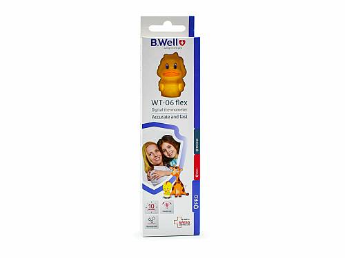 B-Well WT-06 Flex Ψηφιακό Θερμόμετρο Μασχάλης Κατάλληλο για Μωρά Κίτρινο με Παπάκι