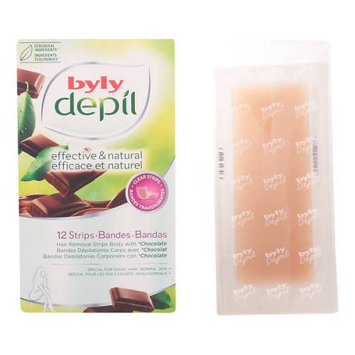 Byly - Body Hair Removal Strips Depil Chocolate  12 strips -  αποτριχωτικές ταινίες με άρωμα σοκολάτας -12 τμχ