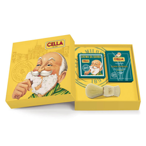 Cella Milano Aloe Organic Total Shaving Gift Box Set (Shaving Cream Bowl,Aftershave Lotion,Shaving Brush)