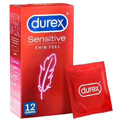 Durex Sensitive Προφυλακτικά Λεπτά για Μεγαλύτερη Ευαισθησία, 12τεμ
