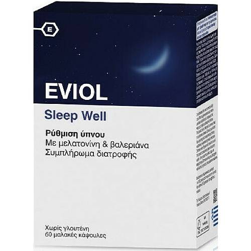 Eviol Sleep Well Φόρμουλα με βαλεριάνα & μελατονίνη για την αντιμετώπιση της Αϋπνίας, 60caps
