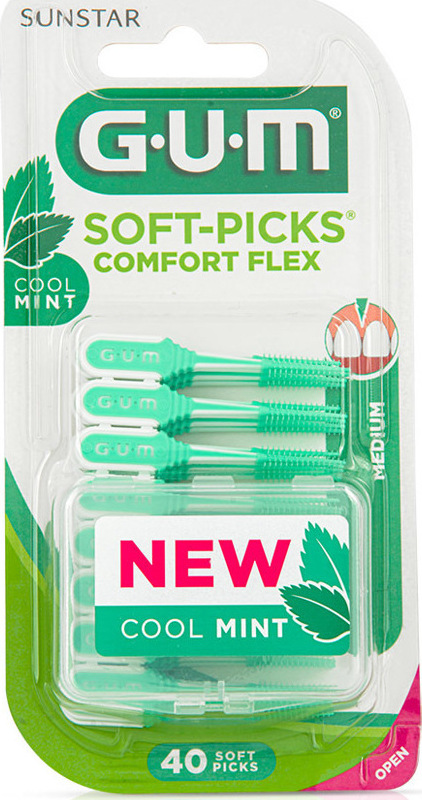 GUM Soft-Picks Comfort Flex Μεσοδόντιες Οδοντογλυφίδες Medium σε χρώμα Πράσινο 40τμχ