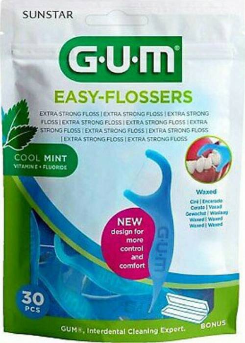 Gum Easy Flossers (890) Οδοντικό Νήμα Ελαφρώς Κερωμένο σε Διχάλες Μίας Χρήσης, 30τεμ