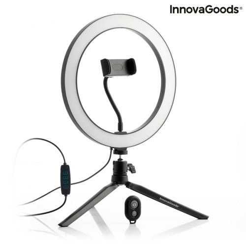 InnovaGoods V0103280 Gadget Tech Selfie Ring Light with Tripod and Remote