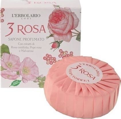 L'Erbolario 3 Rosa Sapone Profumato Αρωματικό Σαπούνι για Γυναίκες με Τριαντάφυλλο Αλθαία και Ροζ Πιπέρι 100gr