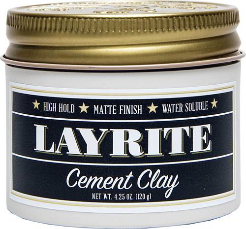 Layrite Deluxe Hair Pomade Cement Clay, Water Soluble 120gr (high hold / matte finish)