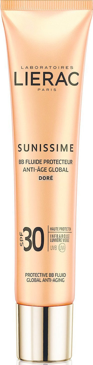 Lierac Sunissime BB Fluide Protecteur Anti-Age Global SPF30 Dore Λεπτόρρευστη Αντηλιακή & Αντιγηραντική Κρέμα Προστασίας με Χρώμα, 40ml