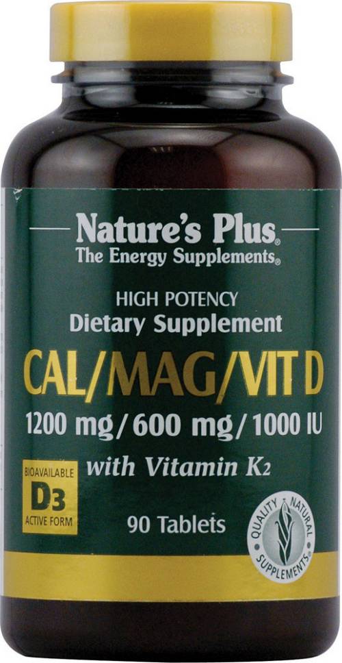 Nature's Plus, Cal 1200mg Mag 600mg Vitamin D 1000mg Vitamin K 100mg, 90 tabs