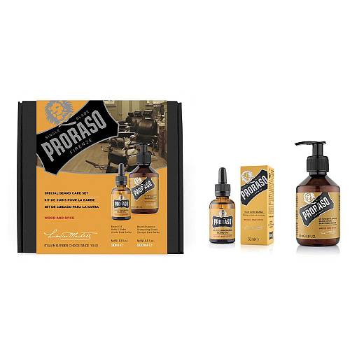 Proraso Duo Pack Beard Gift Set Wood and Spice (Beard Oil 30ml & Beard Shampoo 200ml)