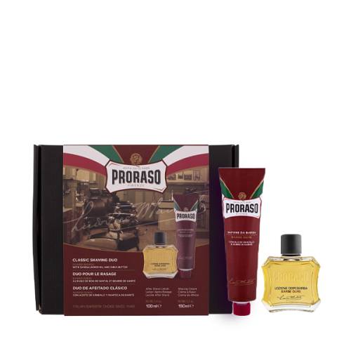 Proraso Duo Pack Shaving Gift Set Sandalwood (Shaving Cream Tube 150ml & Aftershave Lotion 100ml)