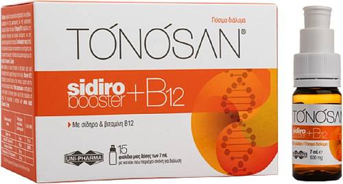 Tonosan Sidirobooster B12, Συμπλήρωμα Διατροφής Για Την Κάλυψη Των Καθημερινών Απαιτήσεων Σε Σίδηρο & Βιταμίνη Β12, 15x7ml