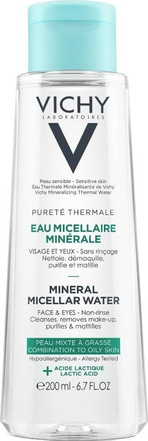 Vichy Purete Thermale Mineral Micellar Water Νερό Micellaire με Μεταλλικά Στοιχεία για Πρόσωπο & Μάτια για Λιπαρές/Μικτές Επιδερμίδες, 200ml