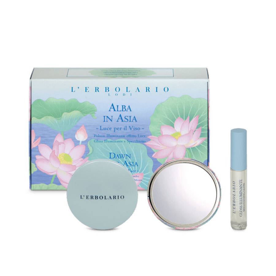 L Erbolario Alba in Asia Kit Make Up Illuminating Powder Ανοιχτόχρωμη Πούδρα Λάμψης 8.5g & Light Effect Gloss 7ml & Καθρεφτάκι