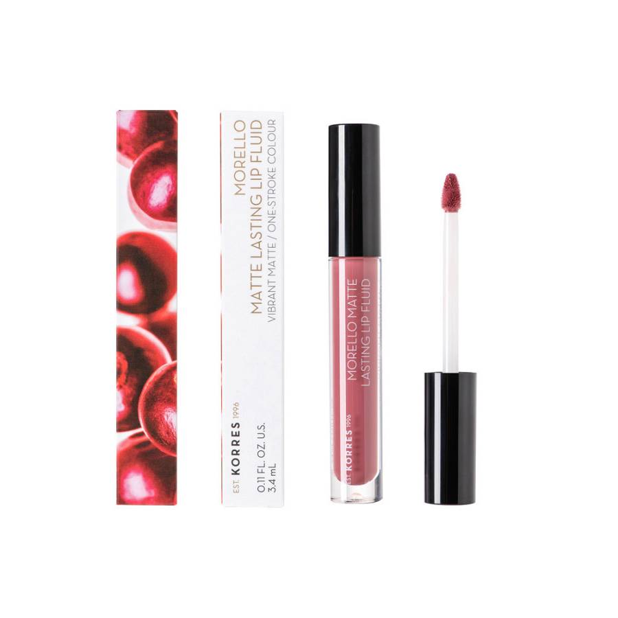 Korres Morello Matte Lasting Lip Fluid No 10 Damask Rose, 3.4ml