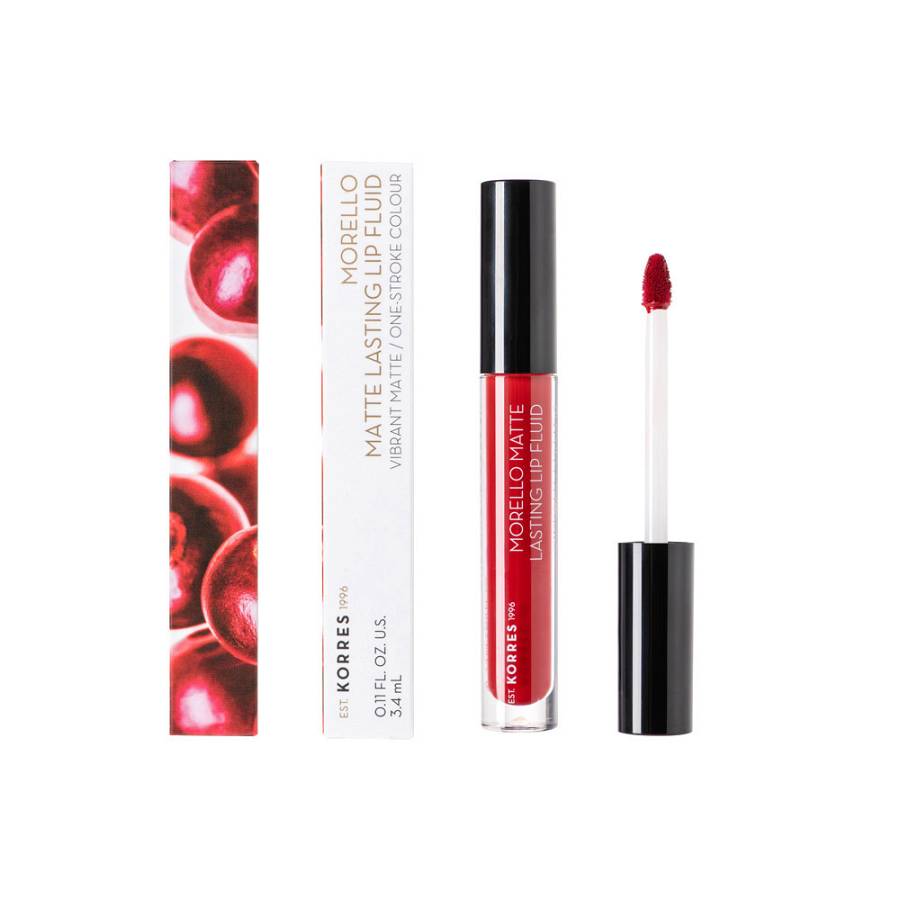 Korres Morello Matte Lasting Lip Fluid 59 Brick Red Υγρό Κραγιόν Μεγάλης Διάρκειας με Ματ Αποτέλεσμα, 3,4ml