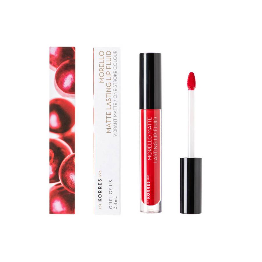 Korres Morello Matte Lasting Lip Fluid 53 Red Velvet - Υγρό Κραγιόν Μεγάλης Διάρκειας Με Ματ Αποτέλεσμα, 3.4ml