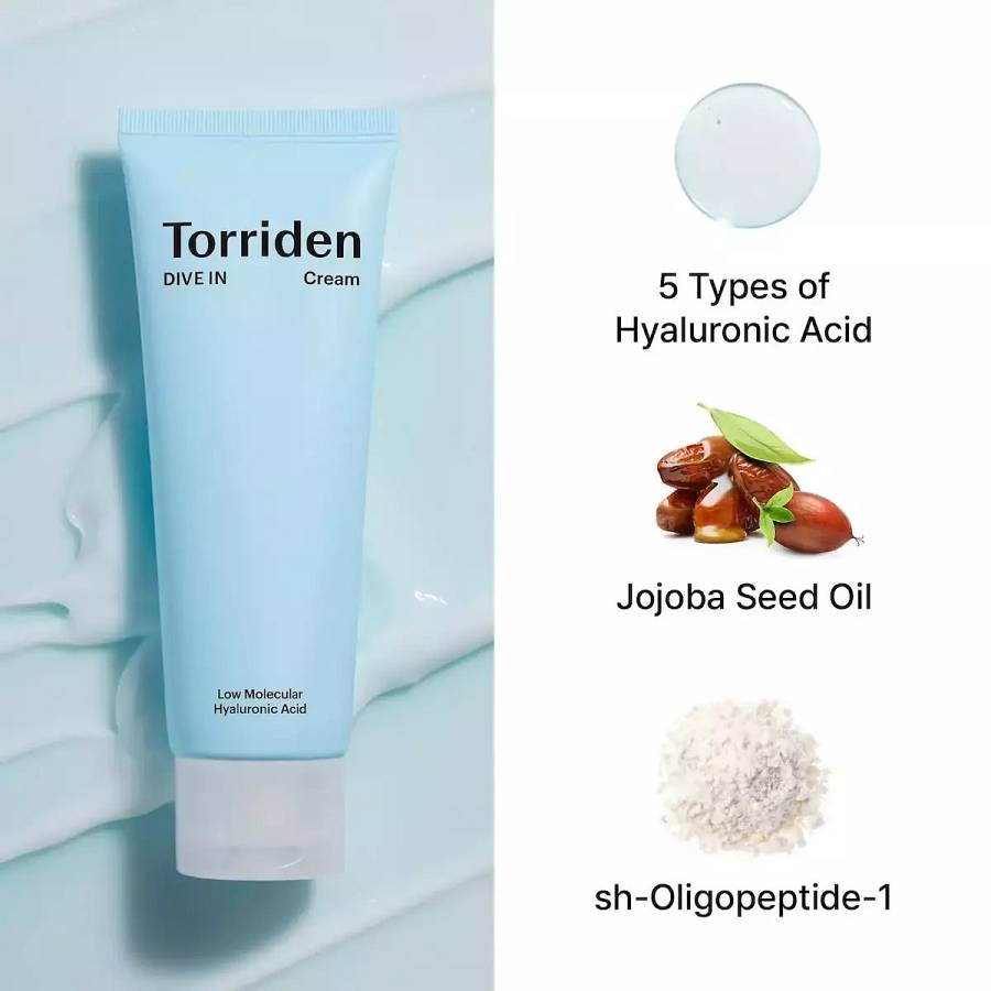 Torriden - Dive-In - Low Molecule Hyaluronic Acid Cream - Ενυδατική Κρέμα με Υαλουρονικό Οξύ χαμηλών Μορίων και Κεραμίδια - 80ml