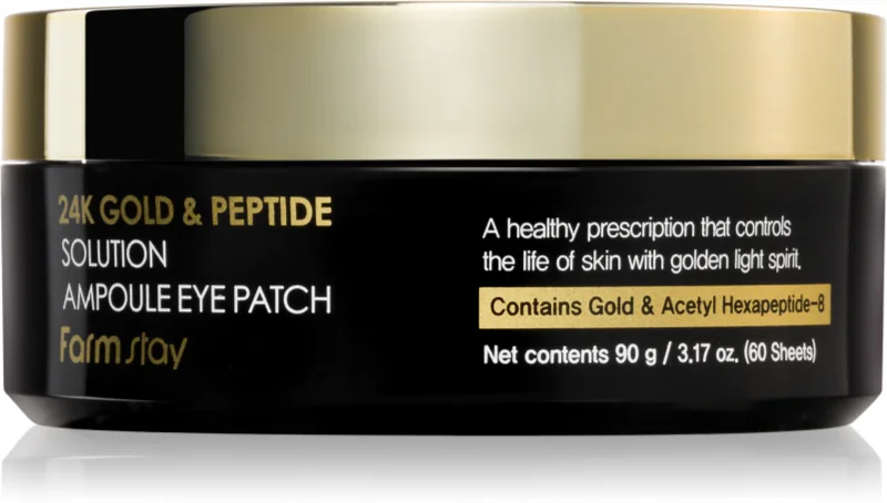 FarmStay 24K Gold And Peptide Solution Ampoule Eye Patch - Επιθέματα υδρογέλης ματιών με χρυσό 24 καρατίων και πεπτίδια - 60 pcs
