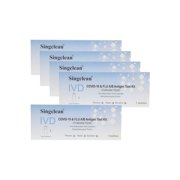 Singclean Ivd Covid-19 & Flu A/B Antigen Kit Διαγνωστικό Τεστ Ταχείας Ανίχνευσης Αντιγόνων - 5 Τεμάχια