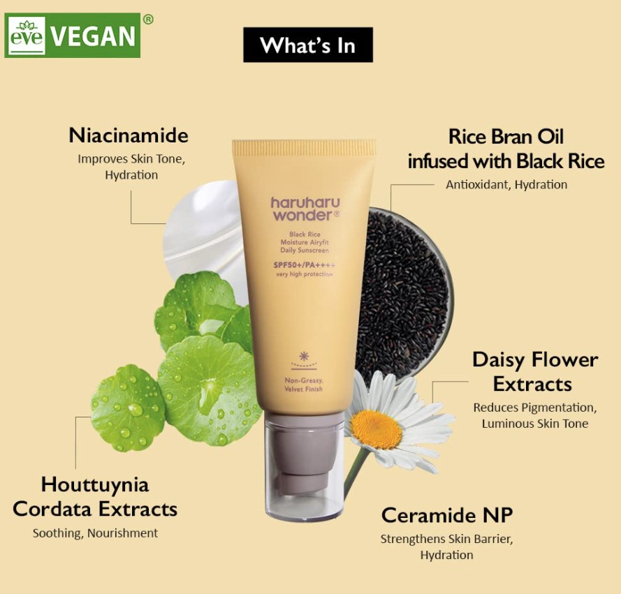Haruharu wonder Μη Λιπαρό Ενυδατικό Αντηλιακό Black Rice Moisture Airyfit Daily Sunscreen Unscented -50ml