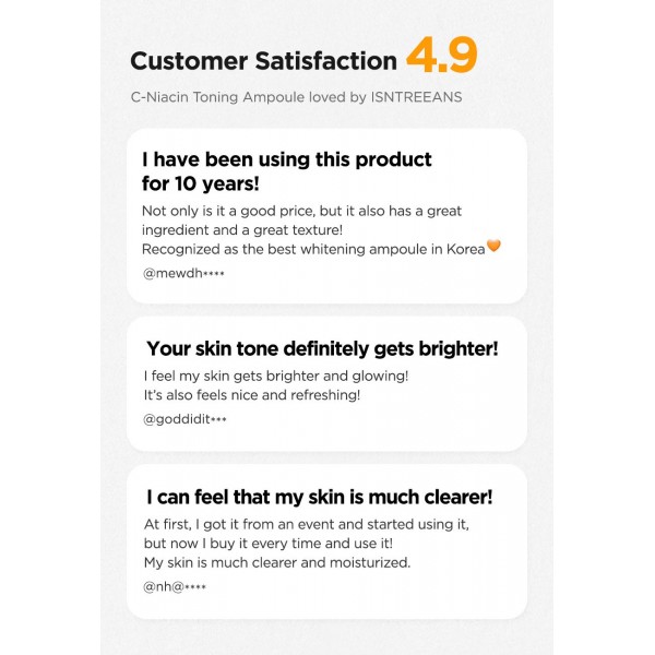 Isntree Toning Ampoule with Vitamin C and Niacinamide - 50ml