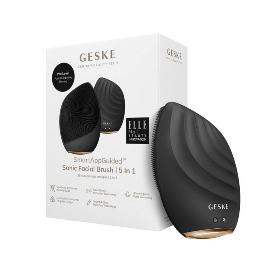 Geske Sonic Facial Brush | 5 in 1 Gray Βαθύ καθαρισμό, σύσφιξη του δέρματος και χαλαρωτικό μασάζ αντιγήρανσης όλα σε μια συσκευή - 1 τεμάχιο
