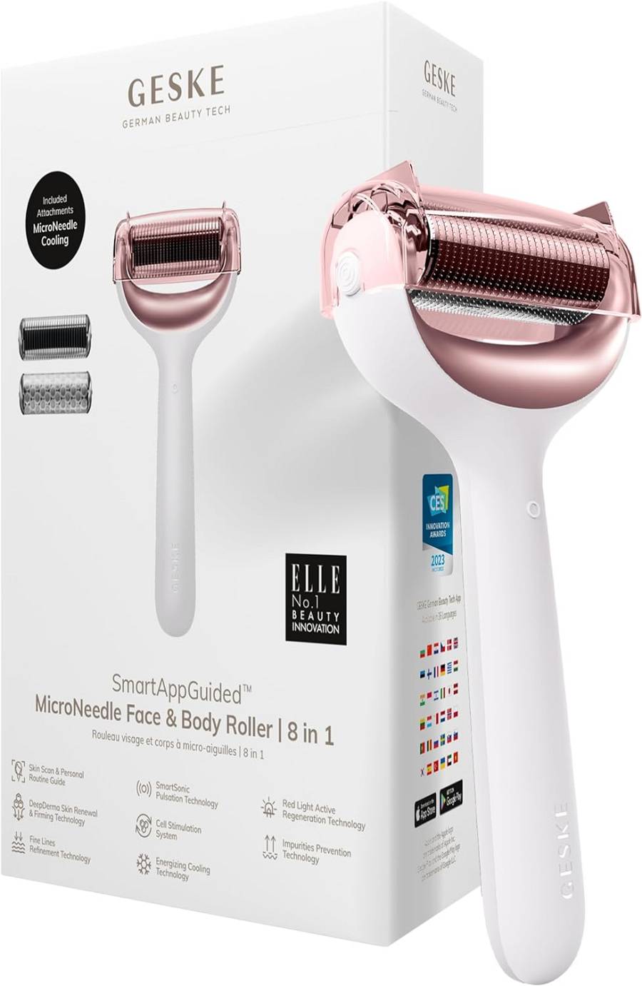 Geske MicroNeedle Face & Body Roller 8 in 1 Starlight Συσκευή Μεσοθεραπείας Προσώπου & Σώματος 1 Τεμάχιο